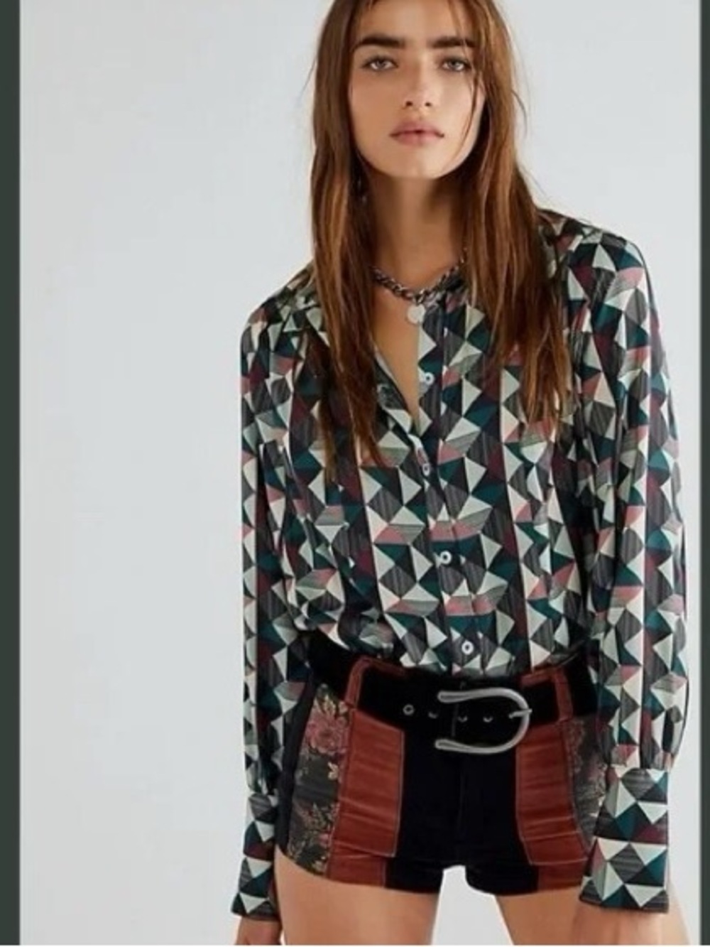 Free People |  La La Printed Button-Down | XS